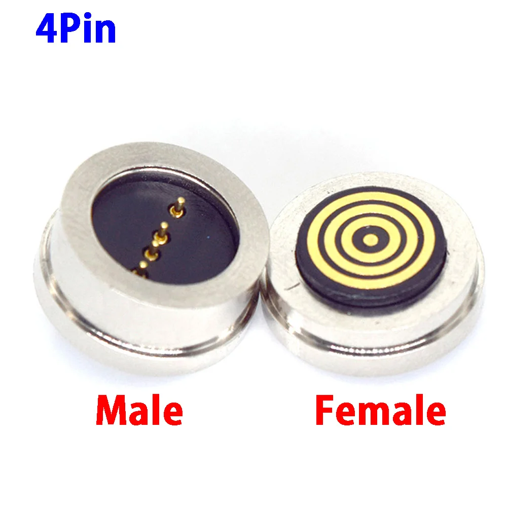 1Pair 4Pin Male Female 360° Blind Suction Waterproof Magnetic Pogo Pin Connector Spring Loaded DC Signal Transmission Charging