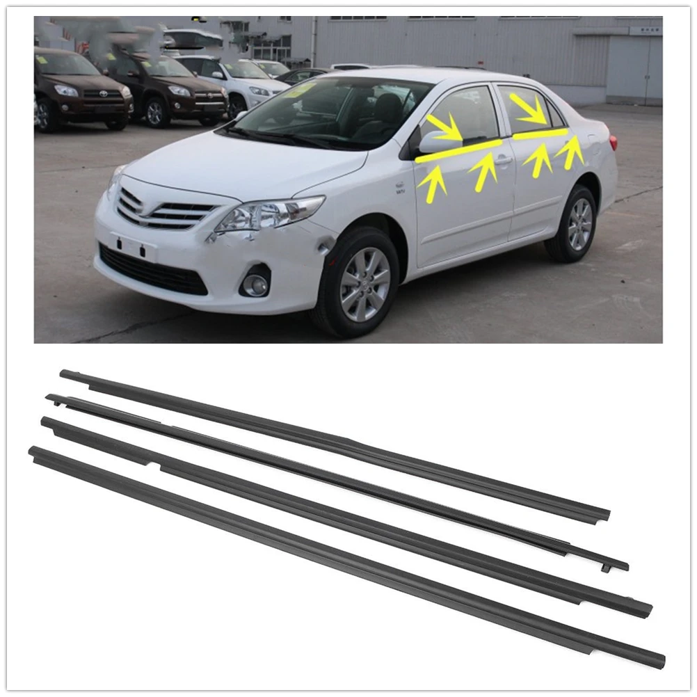 

For Toyota Corolla 2009-2012 Exterior Window Weatherstrips Sealing Styling Strip Waterproof Moulding Seal Belt Trim Black/Chrome