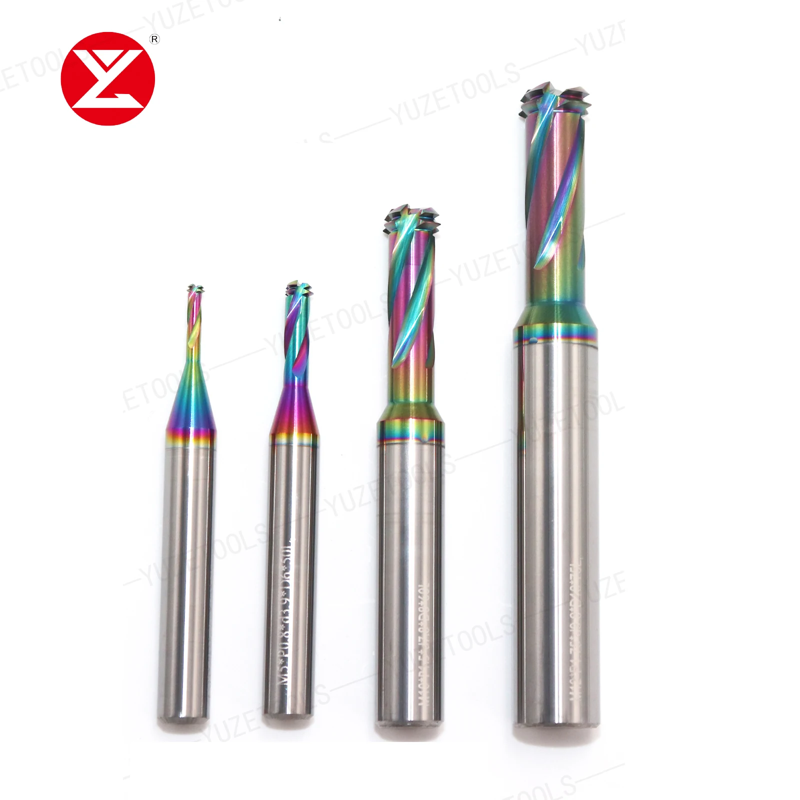 HRC60 Carbide DLC Coating Drilling and Thread Milling Cutter Chamfering Endmill M6 M8 M10 M12 CNC Tools End mills for aluminum