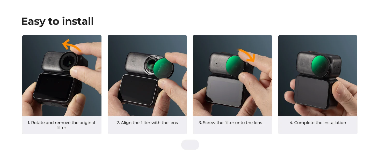 K&F CONCEPT ND CPL Schwarzdiffusionsfilter 1/4 Set für DJI Osmo Nano Vlogging Kamera Neutraldichte Polarisationsfilter HD optisc – Detail 12