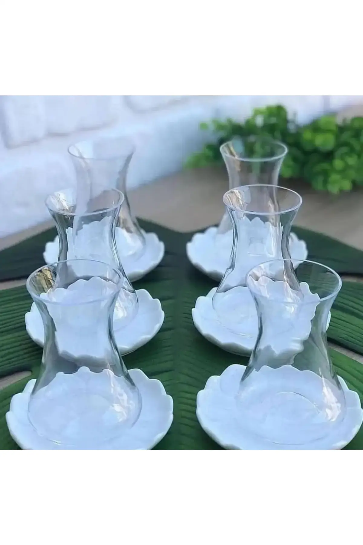 DOLBOVI 6 Personality Daisy Porcelain Tea Plate And Glass Tea Cup Set Turkish Tea Glass Cup