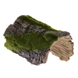 Resin Tree Bark with Moss Decoration Vivarium Reptile Decoration Aquarium Fish Tank Ornament Hide Cave
