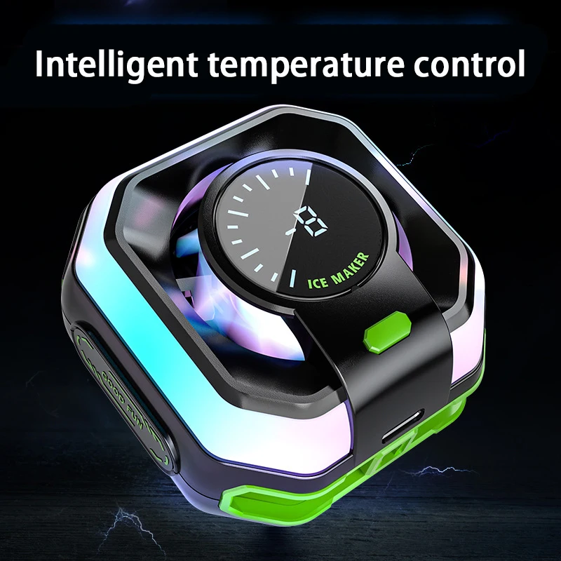 JS86 mobile phone cooler, semiconductor, freezable, magnetic, three-level digital display, RGB lighting effect, silent back clip