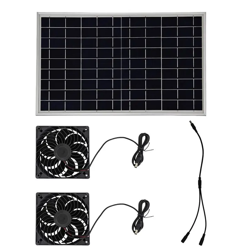 Efficient-For Pet Kennel Cooling 10W Solar Fan Auto Exhaust Ventilation For Cat Dog House Chicken Coop Poultry Shed