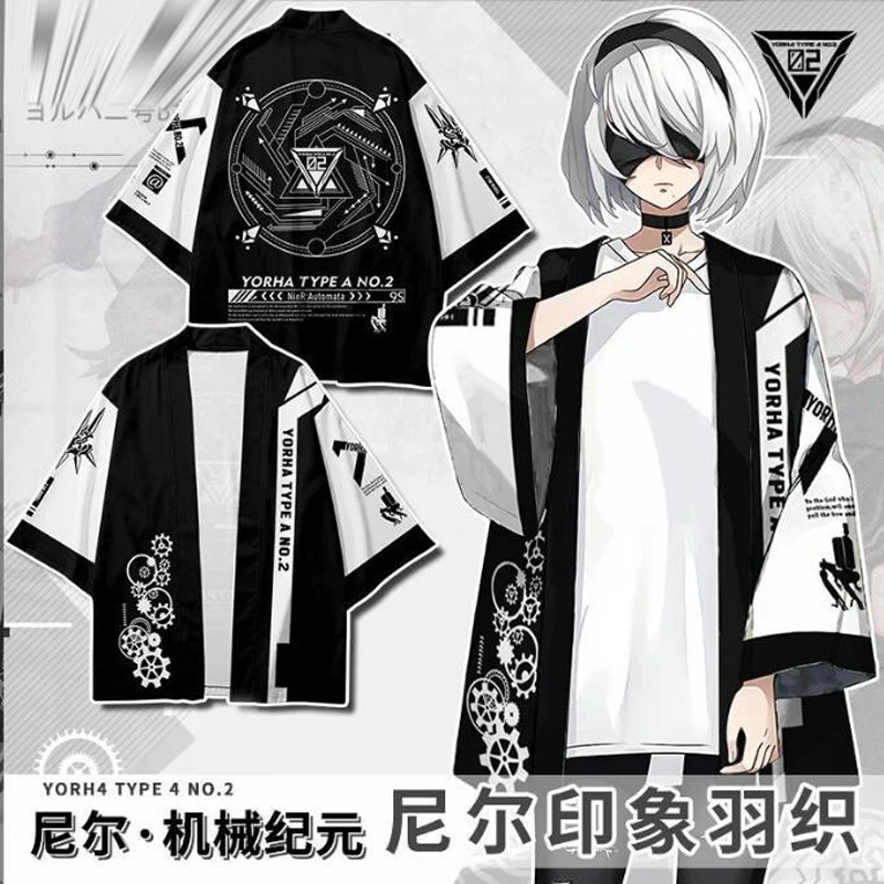 Anime NieR Automata japońskie Anime Kimono Haori Yukata Cosplay kobiety/mężczyźni moda lato dorywczo fajne w stylu Streetwear koszula