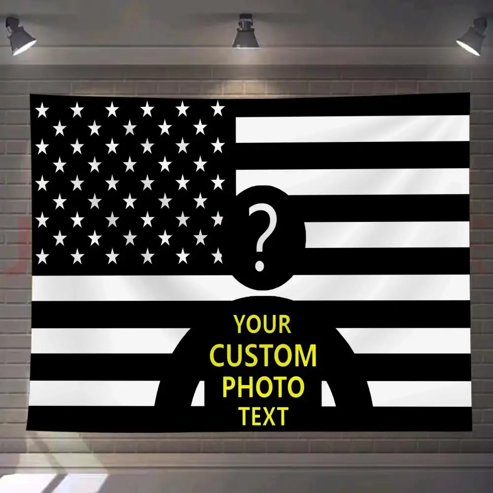 Cool Black DIY America Tapestry Custom Living Bedroom Party Dormitory Interior Wall Bohemian Decoration Attached Clip