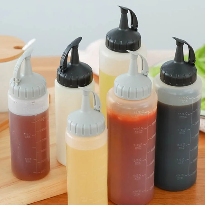 Spices Bottle With Lid Sauce Seasoning Box Dispenser Tomato Mustard Oil Sealing Jar Sauce Squeeze Condiment Oil Bottles Kitchen