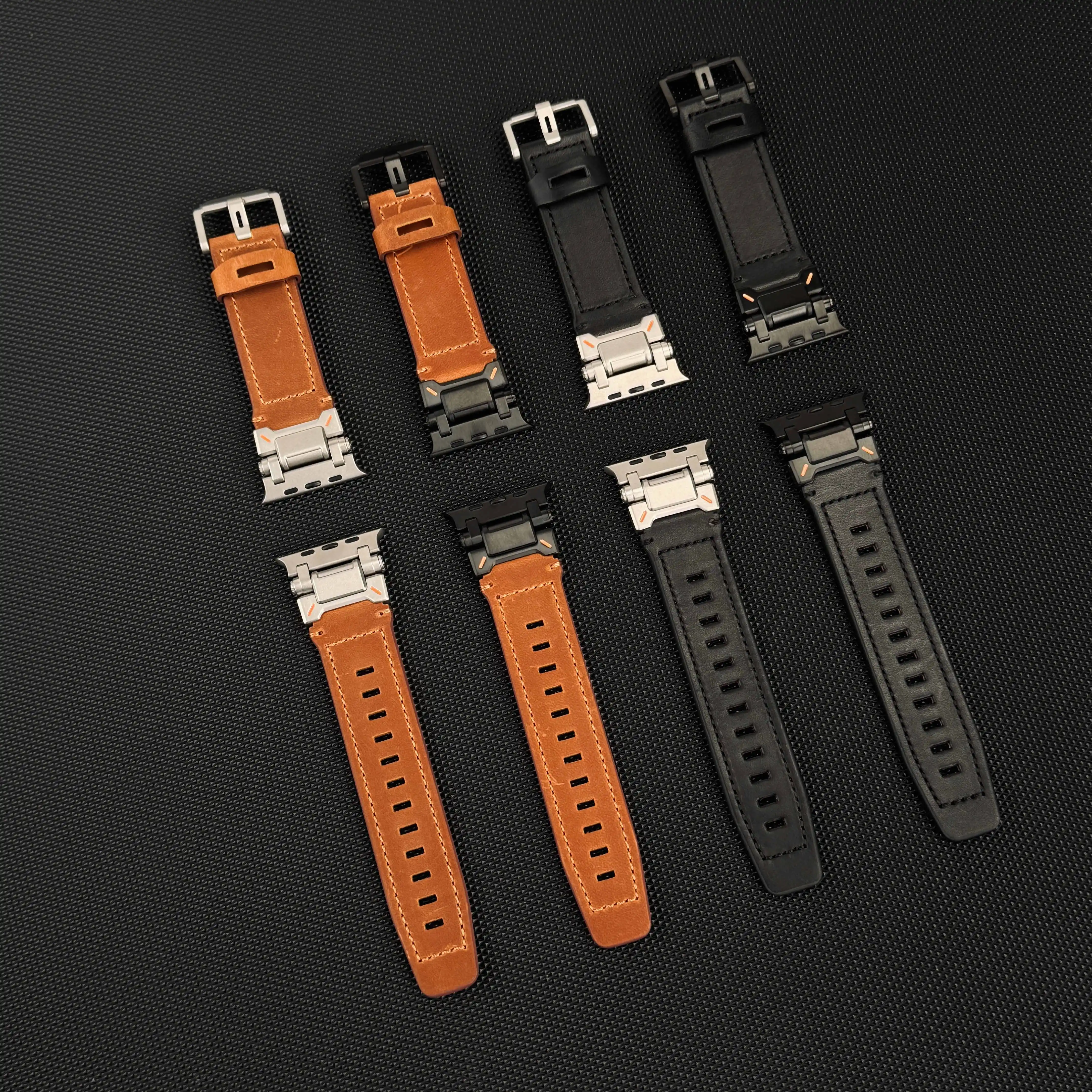 Genuine Cow Leather Strap for Apple Watch Ultra 49mm 45mm 42mm 44mm Men Band for IWatch Se 6 5 4 3 Series 9 8 7 Ultra 2 Bracelet