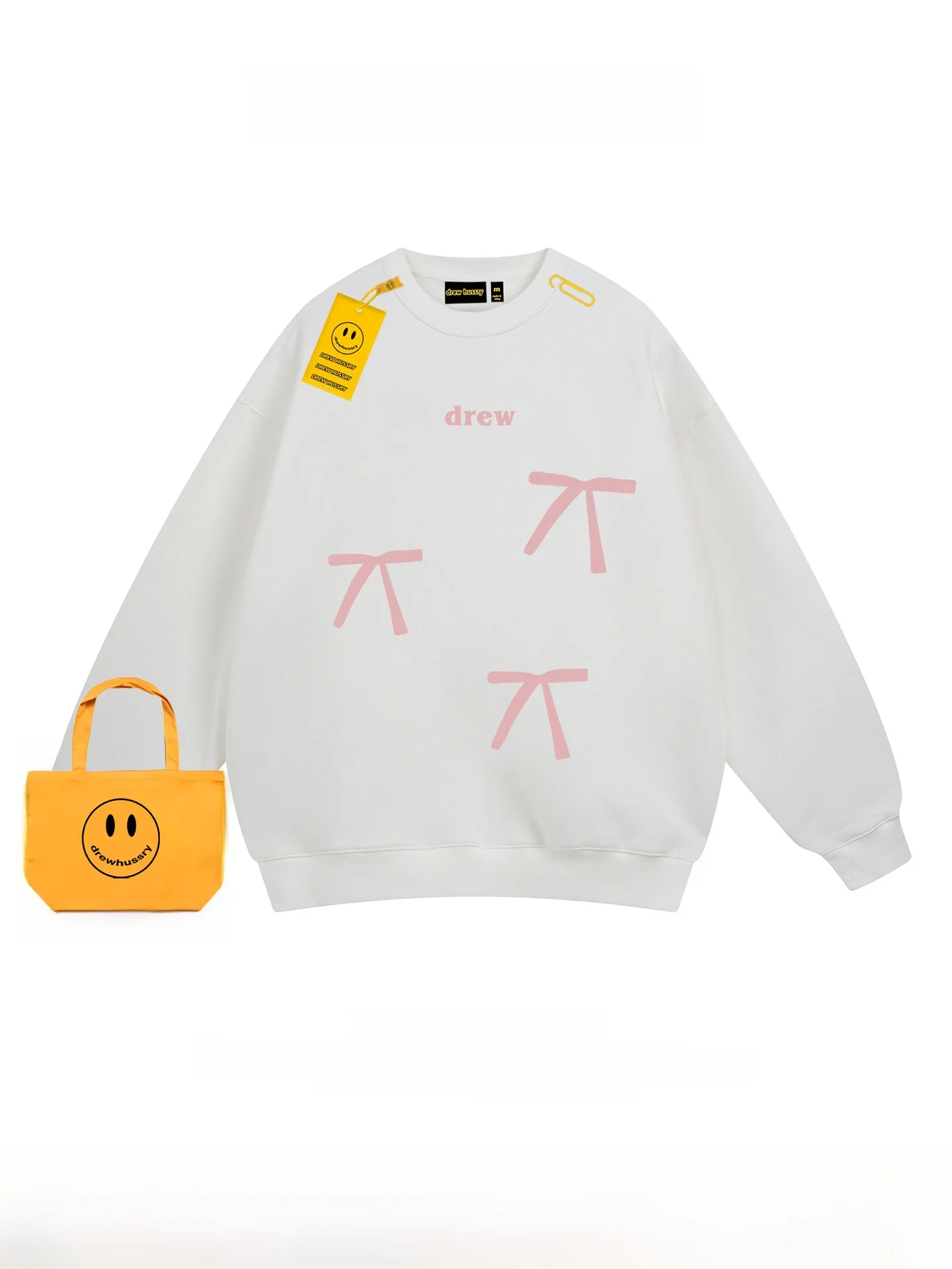 Américain Sle décontracté coupe ample rond Ne sweat hommes noeud imprimé automne haut d'hiver Streetwear Harajuku Sle