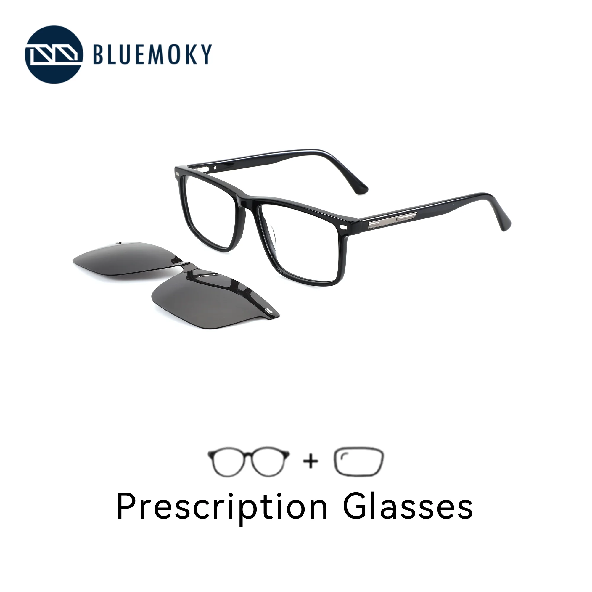 BLUEMOKY – lunettes de prescription rectangulaires en acétate, taille L, progressives pour hommes, verres gradués anti-lumière bleue pour myopie
