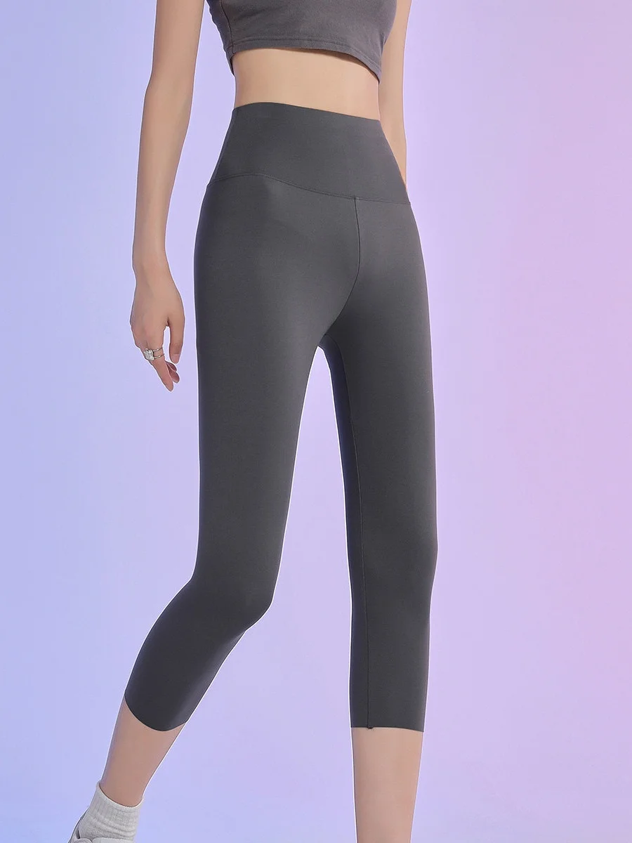 Calças de ioga de cintura alta femininas verão 2025 novas calças de camada de base ocular controle de barriga levantamento de bunda calças de pele de arca casuais nove-pi...