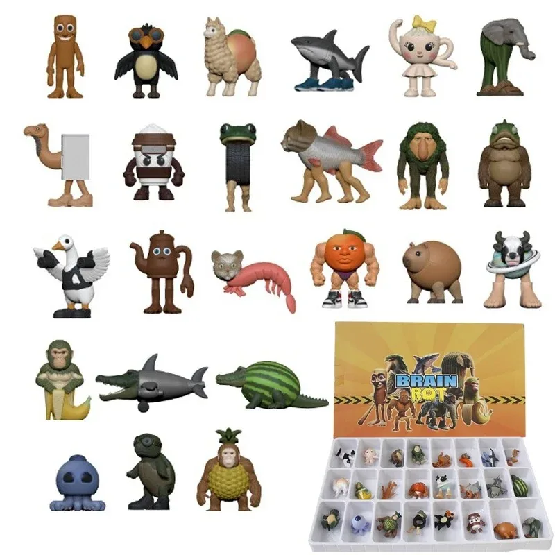 

24Pc Italian Brainrot Tung Tung Sahur Doll Figures Set Tralalero Tralala Bombardino Crocodilo Shimpanzini Bananini Model Toy Gif