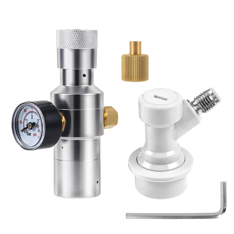 Premium Beer Keg Charger,Mini Co2 Regulator Co2 Dispenser with Gas Ball Lock Disconnect,0-60PSI ,Homebrew Carbonated Regulator