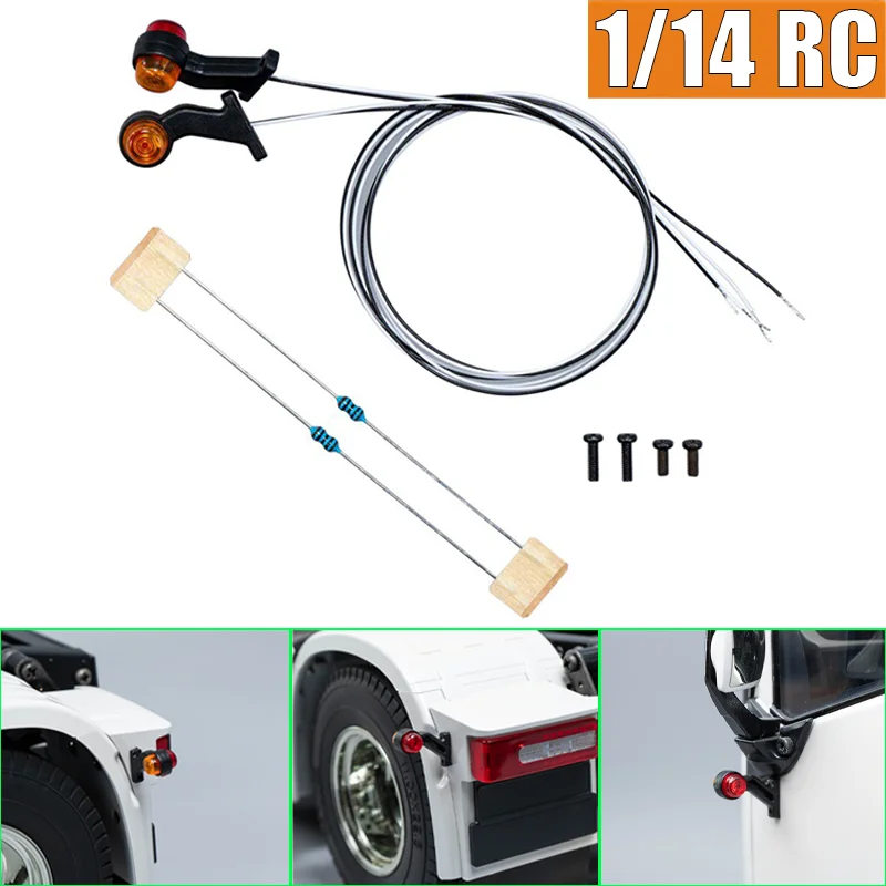 

Simulation 2pcs LED 3V Width Indicator Light Side Lights for 1/14 Tamiya RC Truck SCANIA 770S R620 VOLVO BENZ Arocs MAN TGX Car