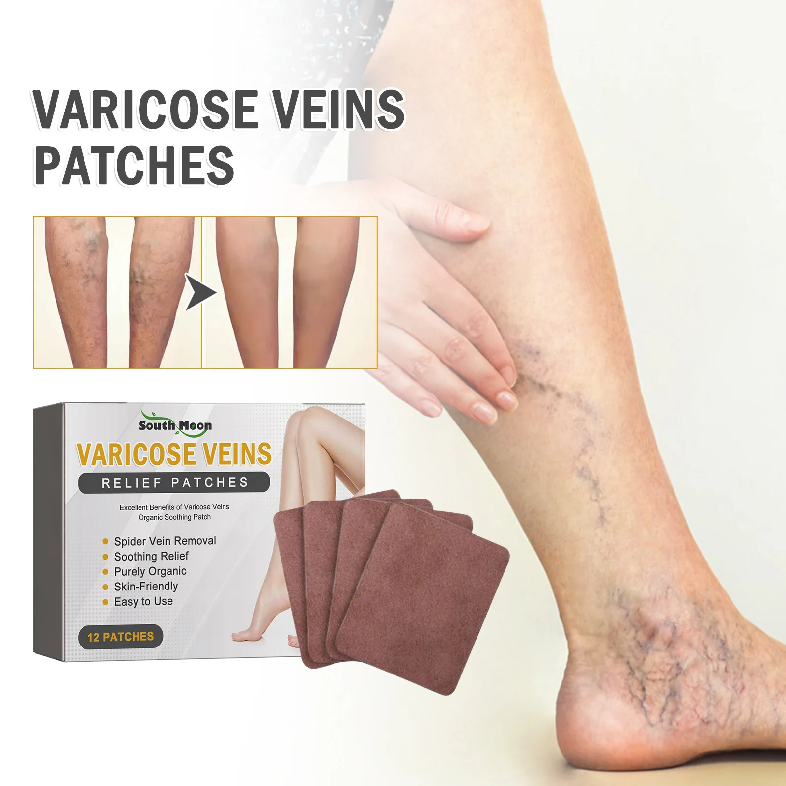 

12pcs Vasculitis Swelling Patch Phlebitis Angiitis Repair Spider Earthworm Legs Unblock Blood Varicose Veins Treatment Plaster