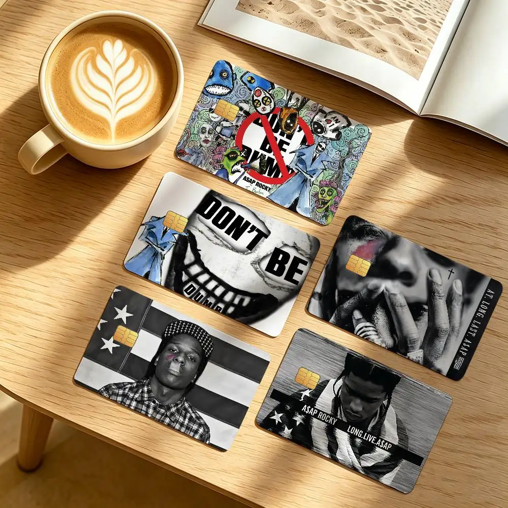 A-Asap rocky dont be dumb Rapper Credit Card Public Transportation Cards Protective Sticker Waterproof Card Face Decoration 4PCS