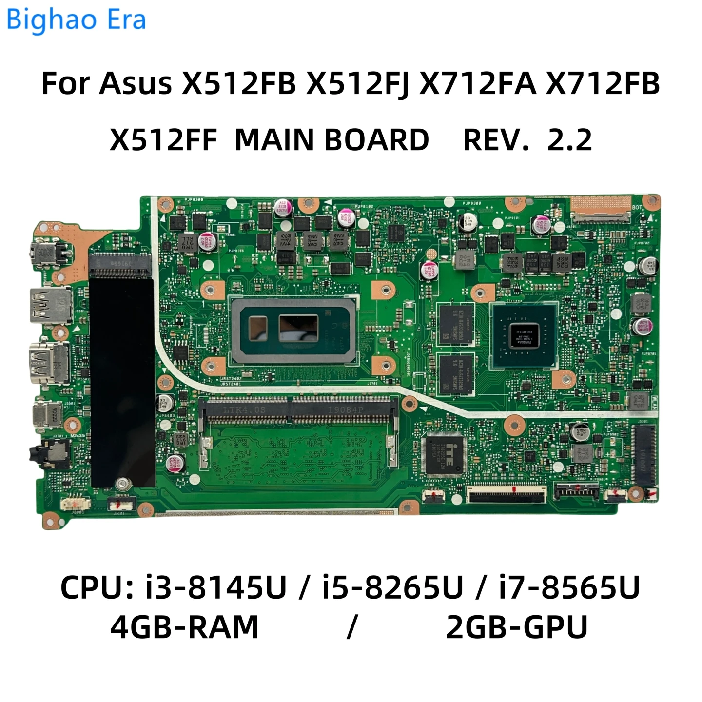 X512FF For Asus X512FA X512FB X512FJ X512FJG X712FA X712FB Laptop Motherboard With i3-8145U i5-8265U i7-8565U CPU 4GB-RAM 2G-GPU