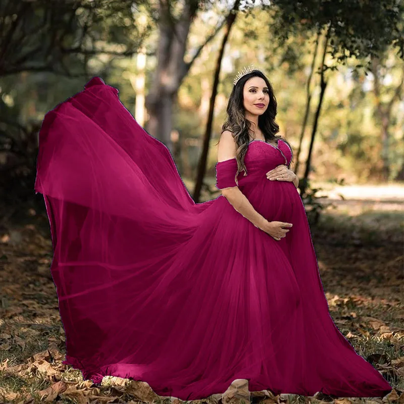 Robe en Maille pour Femme Enceinte, Tenue Maxi Élégante de Couleur Unie, Ligne A, pour Séance Photo, Grossesse, Été