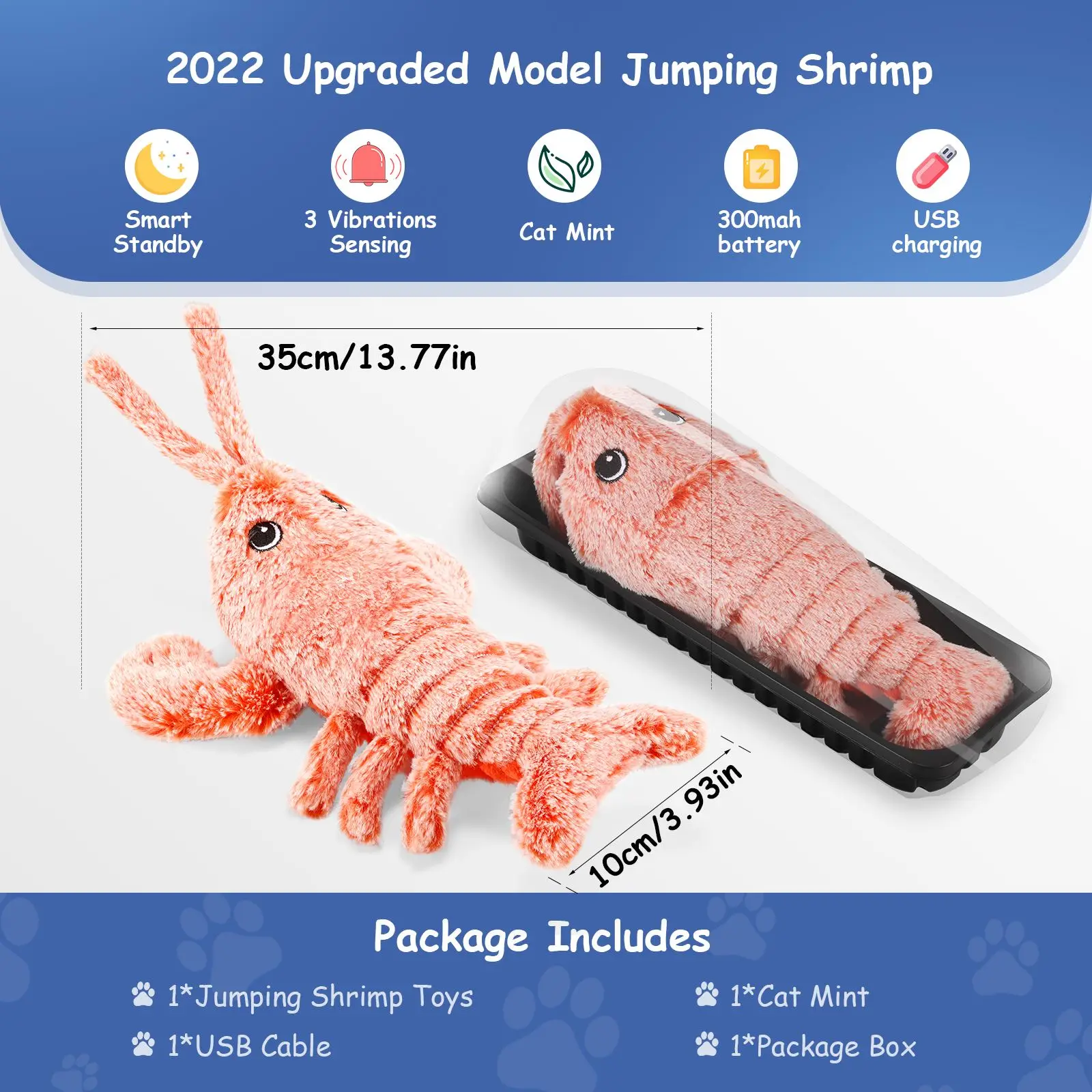 Pet Electric Jumping Cat Toy USB Charging Simulation Electric Dancing Moving Floppy Lobster Cat Dog Toy For Pet Toys Interactive