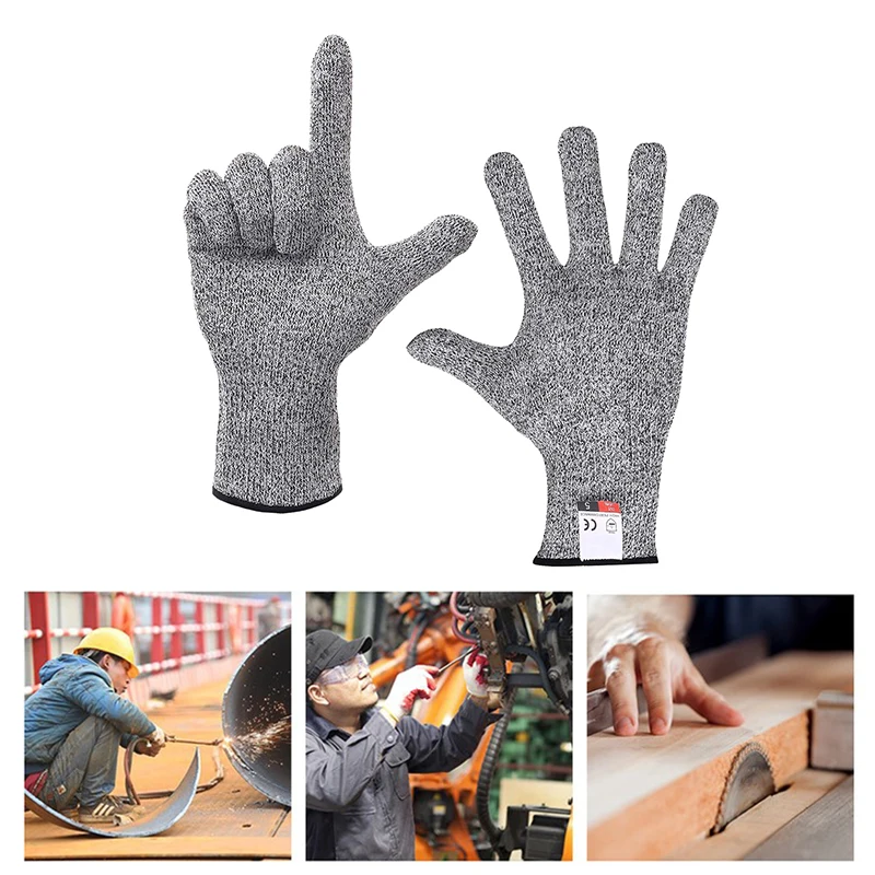 2PCS Grade 5 Anti Cutting Gloves Kitchen HPPE Anti Scratch Glass Wood Cutting Safety Protection Horticulturist Protector Gloves