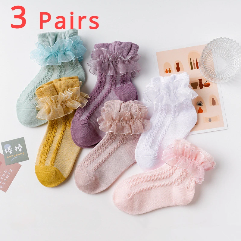 

New Baby Girls Socks Kids Girl Frilly Lace Tutu Socks Cotton Children Dance Princess Sock Flowers Ruffled Solid Ankle Socks