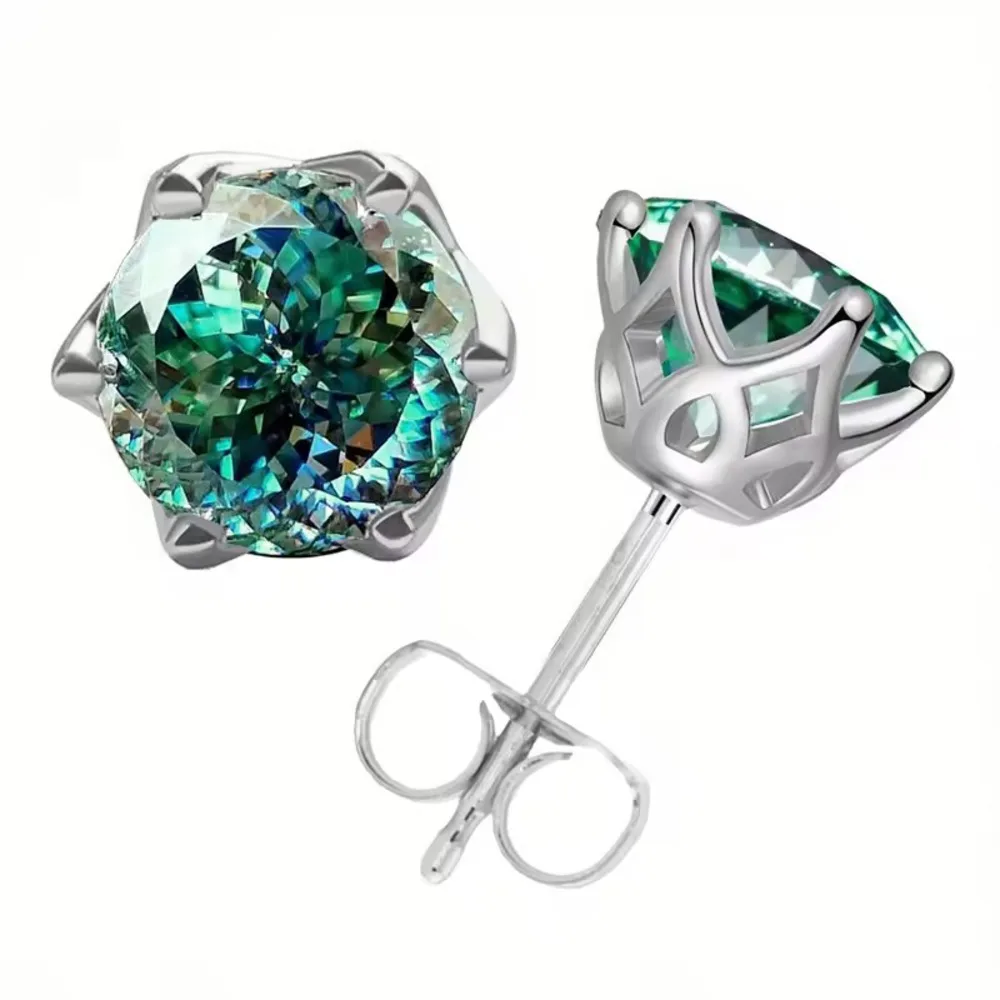 JoyceJelly 18k Vergoldete S925 Sterling Silber Grüne Moissanit-Ohrringe für Damen Klassisches 6-Krallen-Design Valentinstag-Geschenk – Detail 7