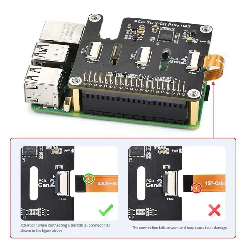 For Raspberry Pi 5 Pcie Toffc Expansion Board Dual-Channel Pcie FFC Expansion Board For High-Speed Performance
