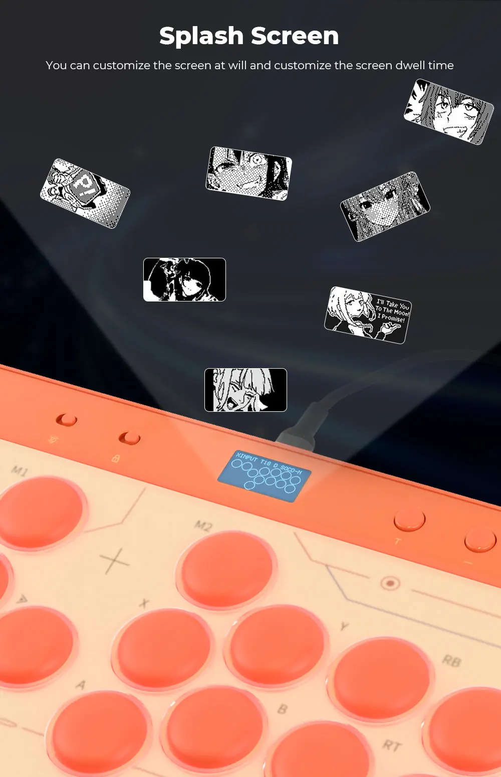 Haute42 C16 Orange Magnetic Hitbox Leverless Controller Fightstick For PC/ PS4 / PS5 Button Rim Stickless Arcade Stick Hitbox
