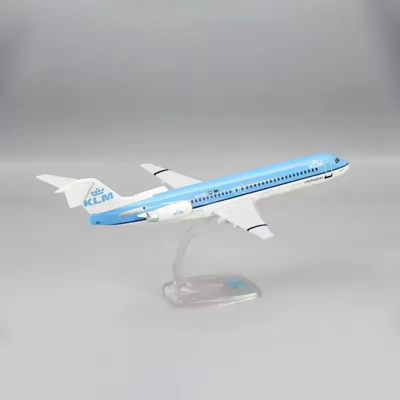 1:100 Scale KLM Fokker FK-100 FK100 Airlines ABS Plastic Airplane Model Aircraft ornaments Plane Model For Collection