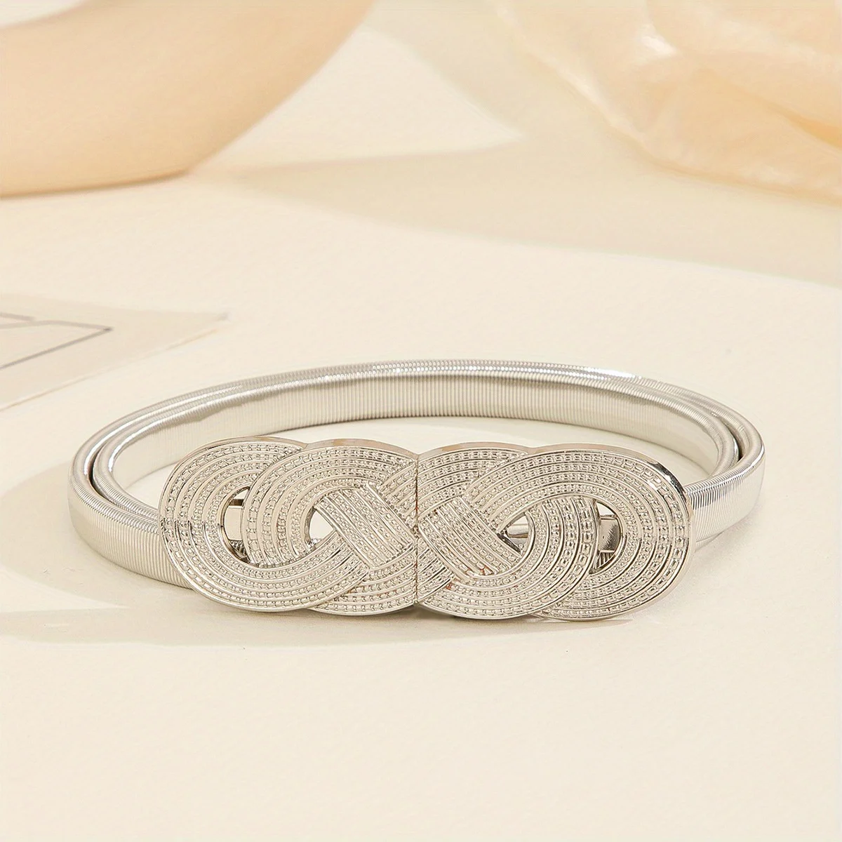 Vintage Copper Waist Chain Belt - Knotted Elastic Waistband Dress Belt for Women, Fashion Accessory & Gift