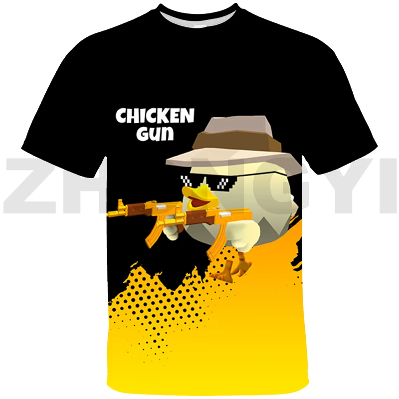 Chicken Gun 3D Graphic T Shirts Men Anime Tees Summer Fashion Parent-child Wear Tops Cute Cartoon Short Sleeve Oversized T Shirt