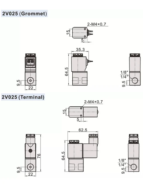 Detalle 2 de Electroválvula 2V025-08 Pneumatic Control Valve Normally Closed/Opened 12V 24V 220V 1/4' BSP 2 Way 2 Position Air Solenoid Valve 2V025-08 Water Neumática