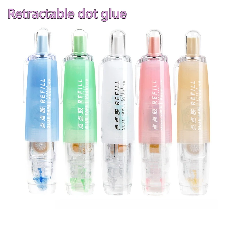 Double Sided Tape Roller 360°Rotatable Dots Glue Roller Retractable Scrapbooking Glue Tape Roller 5m Adhesive Tape Dispenser