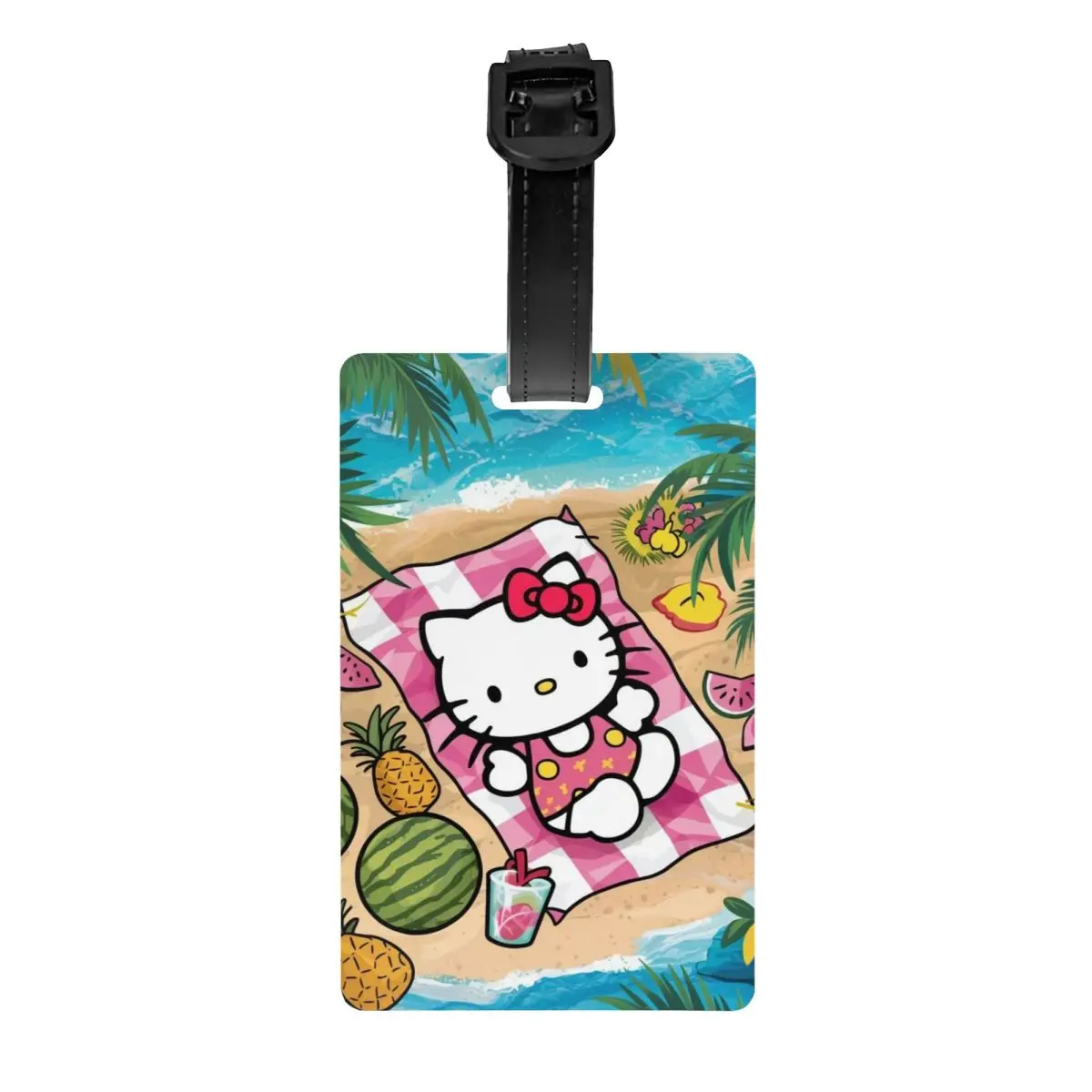 

Custom Hello Kitty Cat Anime Luggage Tag Travel Bag Suitcase Privacy Cover ID Label