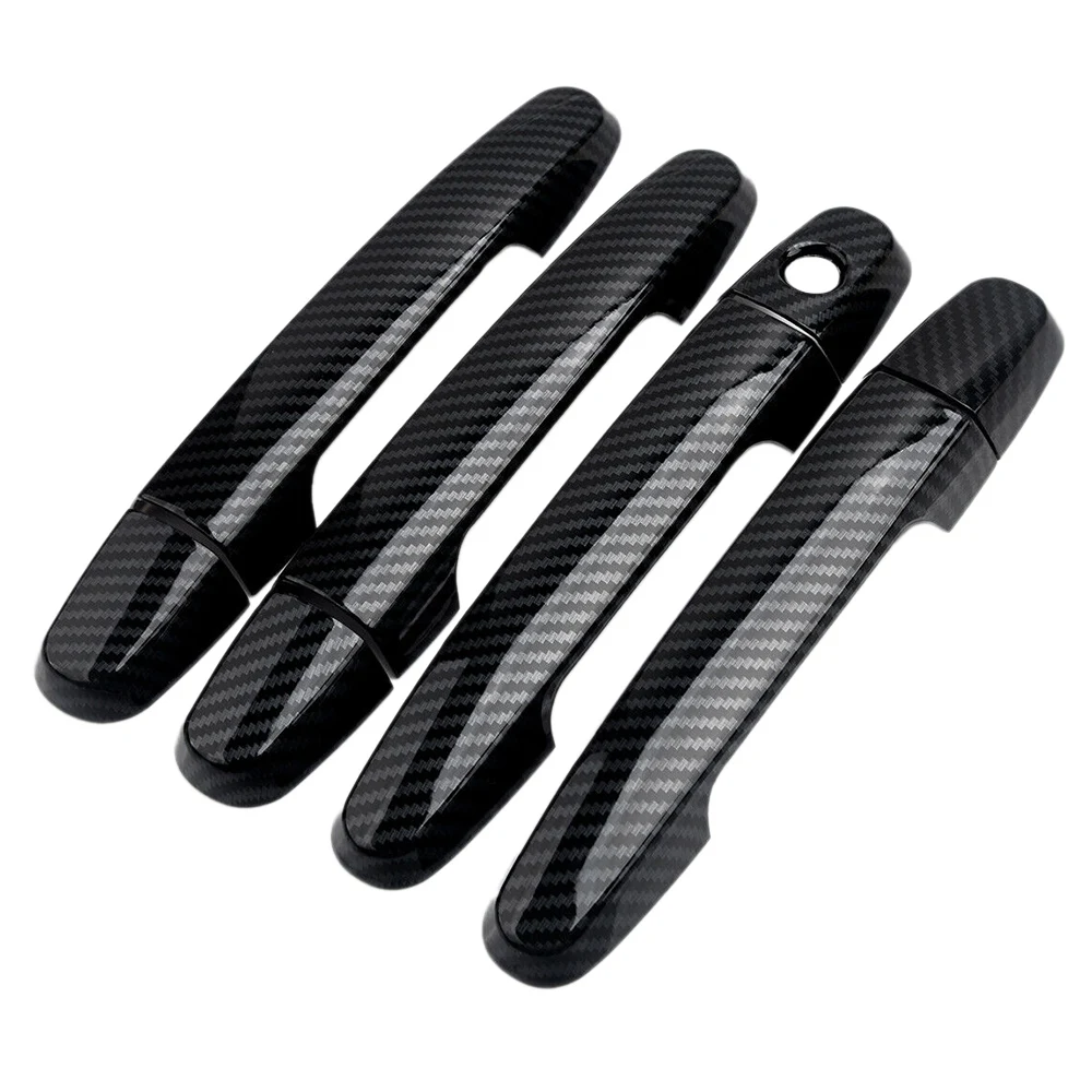 ألياف الكربون نمط غطاء مقبض الباب الكسوة لتويوتا كامري 2002-2006 كورولا 2003-2011 RAV4 Scion-A61E #3