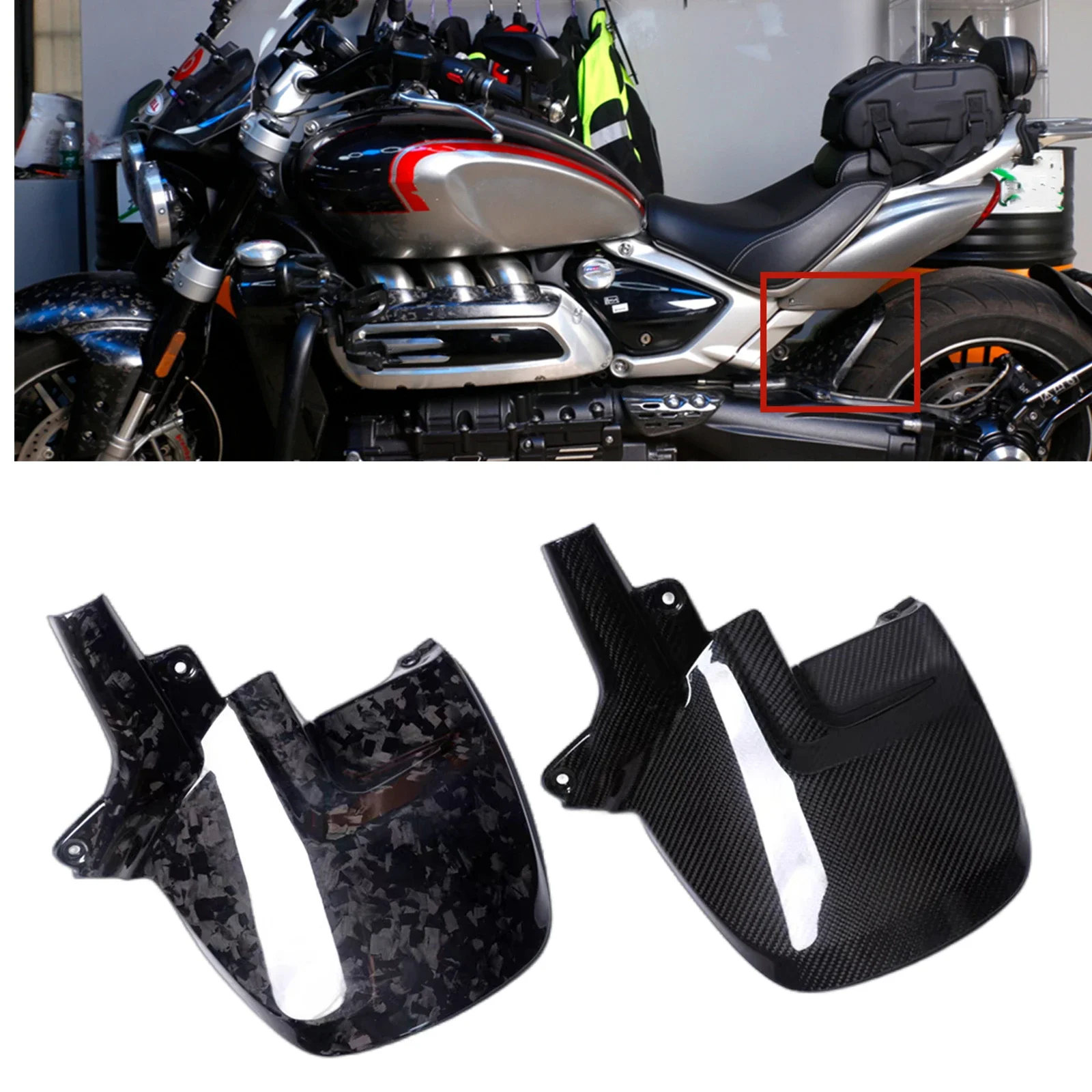 Pop Dry Carbon Fiber Motorcycle Rear Wheel Fender Mud Splash Guard Splasher Step Mudguard Cover For Triumph Rocket 3 GT 2020-202