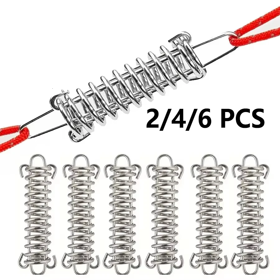 2Size Heavy Duty Stainless Steel Tent Tarp Spring Buckle Windproof Tightener for Outdoor Camp Hike Canopy Awning Tarp Setup Gear