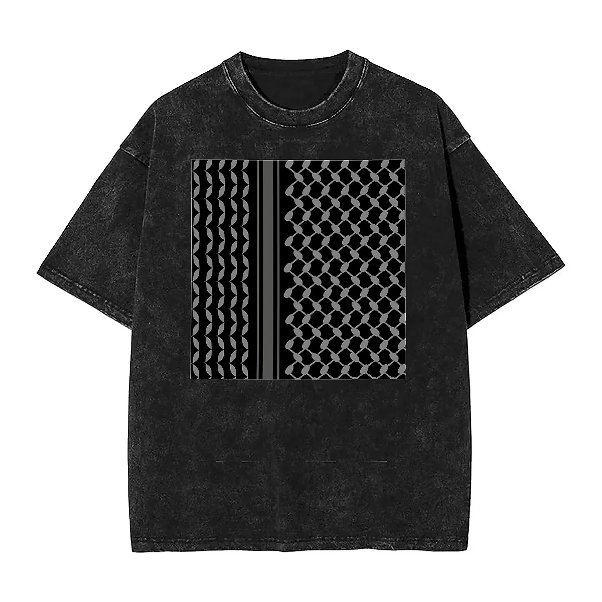 Keffiyeh in Black  T Shirt Summer Palestines Map Streetwear T-Shirts 2024 Cotton Tee Shirt For Short Sleeve Print Top Tees