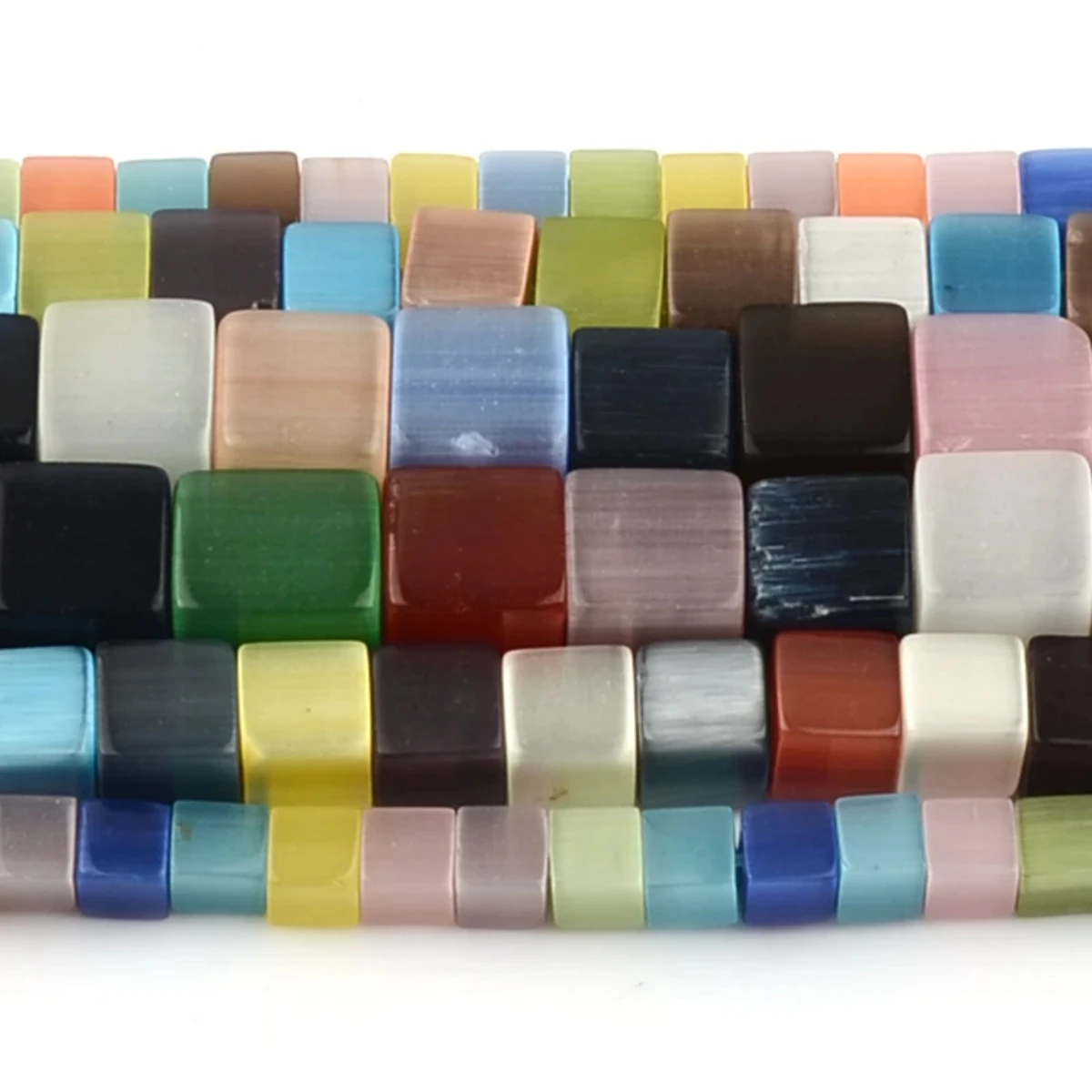 0.4cm/0.5cm/0.6cm/0.8cm Cat Eye Beads Bracelet Colorful Square Beads Natural Opal Stone Beads For Jewelry Making DIY Accessories