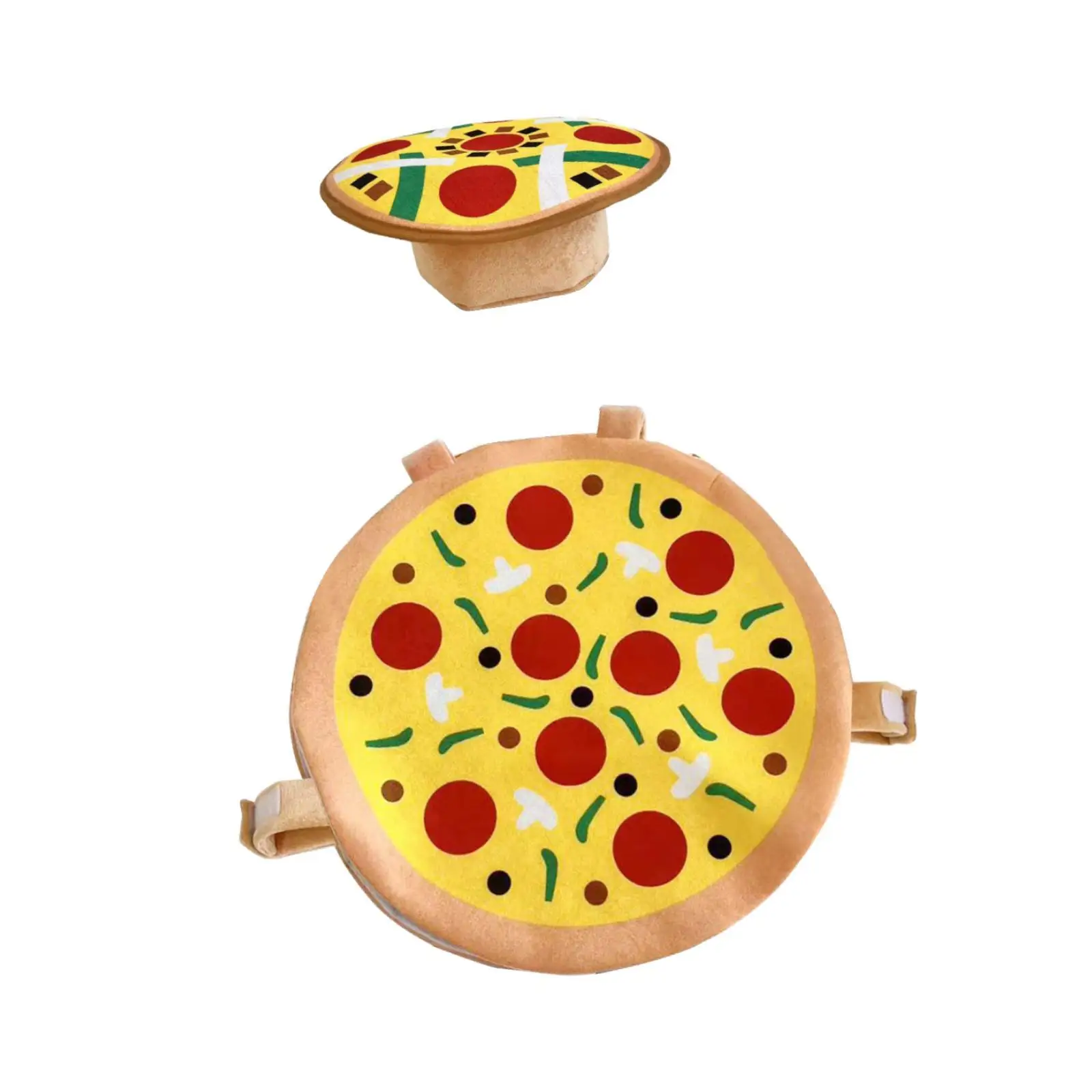 Pizza Costume for Halloween Party Cosplay Outfit with Hat Funny Food Fancy Dress Carnival Role Play Accessories for Adults