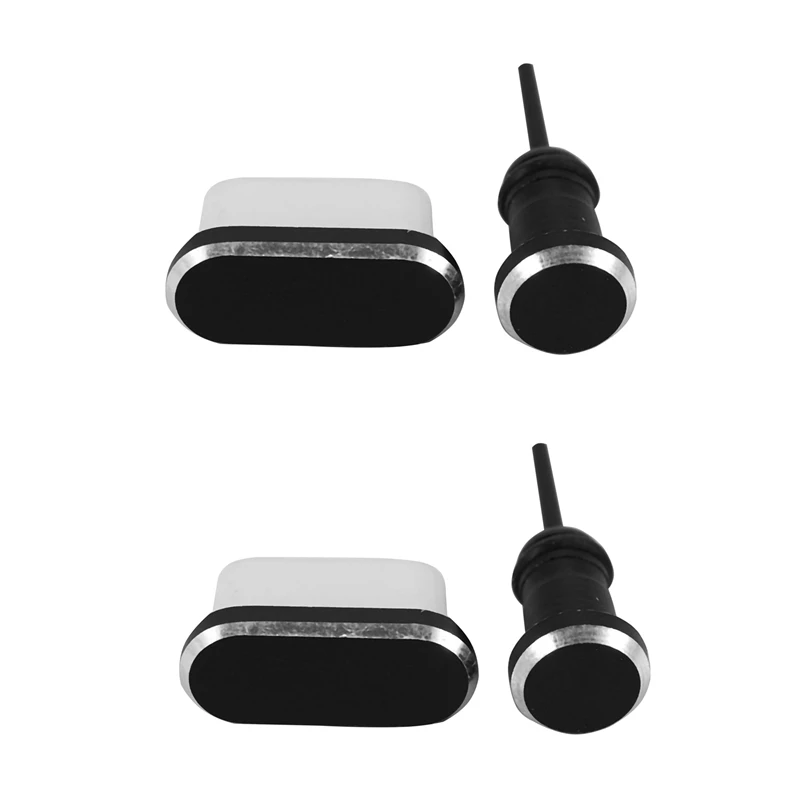 2X USB C Aluminum Dust Plug Set Type-C Charging Port 3.5Mm Headphone Jack Cell Phone Accessories For Huawei Mate 20