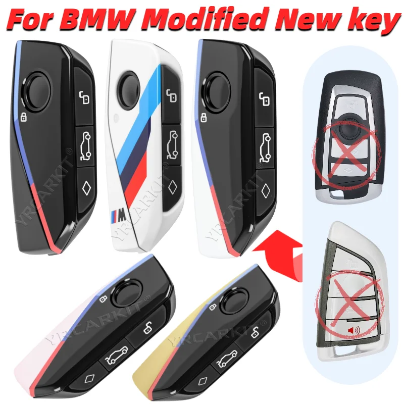 

Modified Upgraded For BMW F Chassis 3 5 7 Series CAS4 FEM BDC Smart Remote Key Fob Keyless Go 49 Chip 433 315 868 Mhz Blade Logo