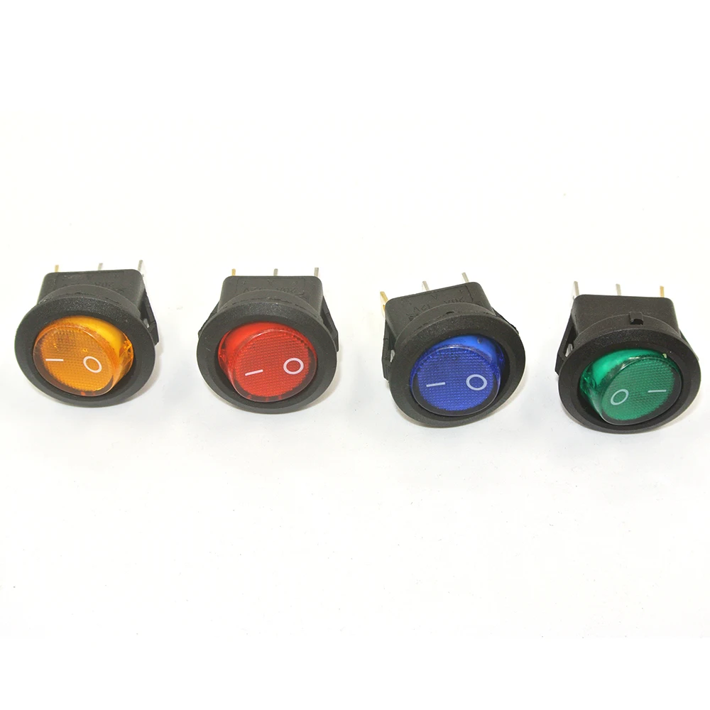 4Pcs 12V/220V/24V Led 16A 12V Light Power Switch Car Button Lights ON/OFF 3pin Round Rocker Switch KCD1