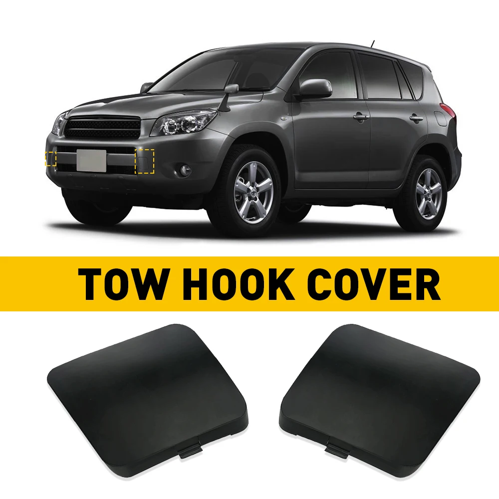 2Pcs Tow Hook Cover Cap Front Car Left & Right Bumper For Toyota RAV4 2006 2007 2008 Accessories Black Coupler Trailer Cover Cap