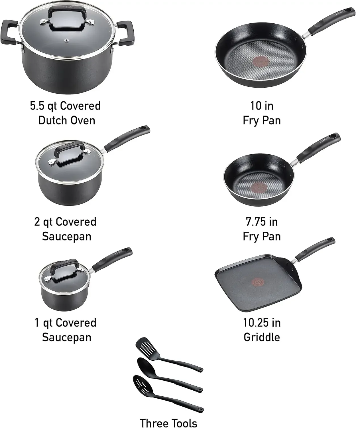 Signature Nonstick Cookware Set 12 Piece, Oven Broiler Safe 350F, Pots and Pans, Kitchen Cooking Set w/ Fry Pans, Saucepan