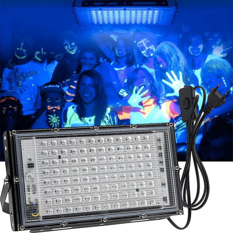 Home Black Light Party UV LED Blacklight 50W 100W 150W Ultraviolet 395nm Fluorescent Stage Lighting For Grow In The Dark Show