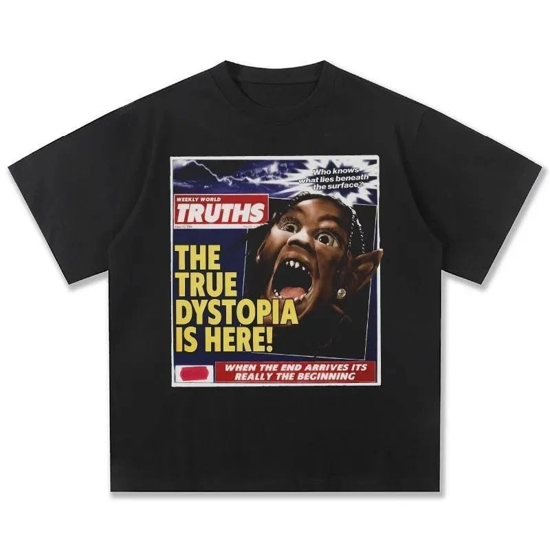 Superb 2026 Spring Summer New Style Hip-Hop Singer Short-Sleeved T-Shirt American Retro Pure Cotton T