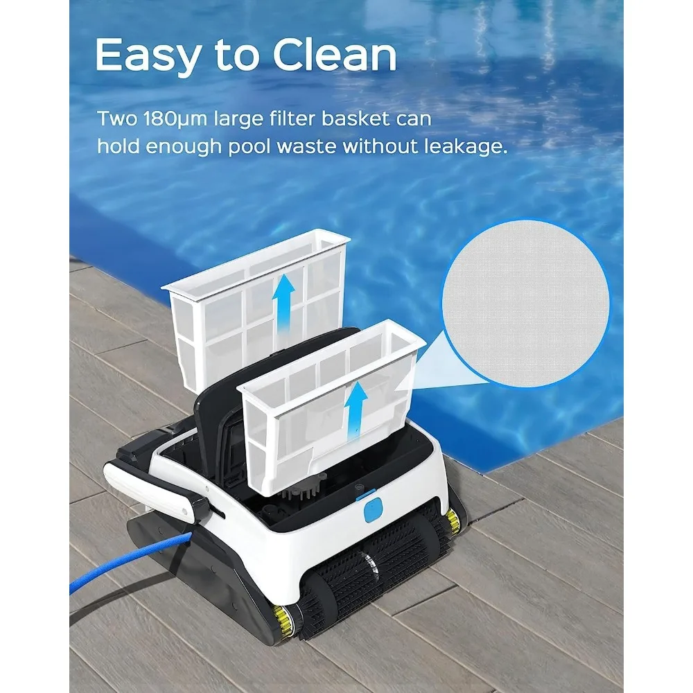 Robotic Pool Cleaner for In-Ground and Above Ground Pools Up to 50 Feet - Powerful Triple Motors,and Wall Climbing Function