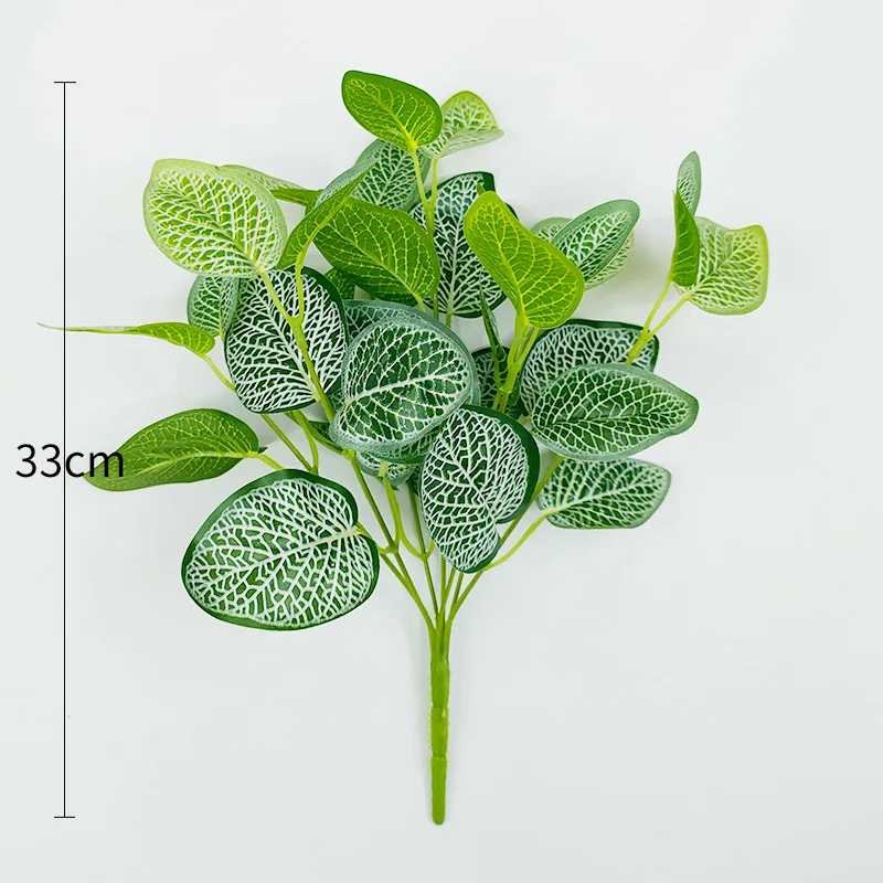 33 cm 7 Gabeln Künstliche Pflanzen Gefälschte Desktop Blatt Pflanze Wand Gras Kunststoff Baum Zweig Floral Kleine Creeper Für Home Office decor – Detail 2