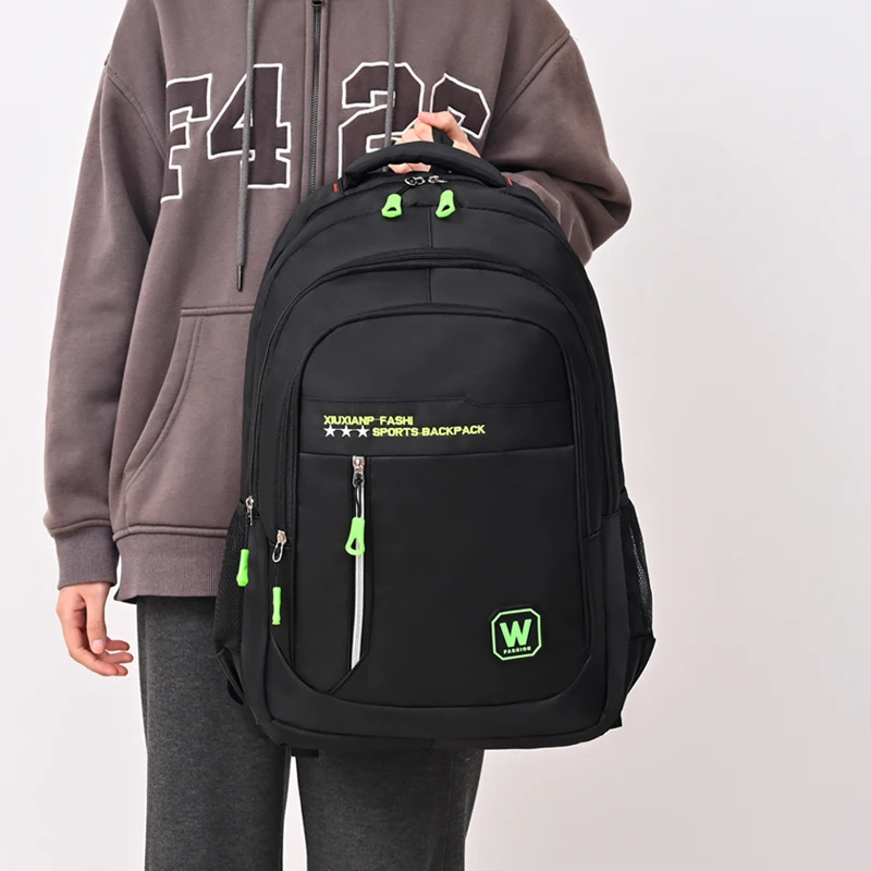 

Студенческая школьная сумка большой вместимости, повседневный однотонный рюкзак, материал Оксфорд, мужской новый рюкзак, многофункциональная простая сумка